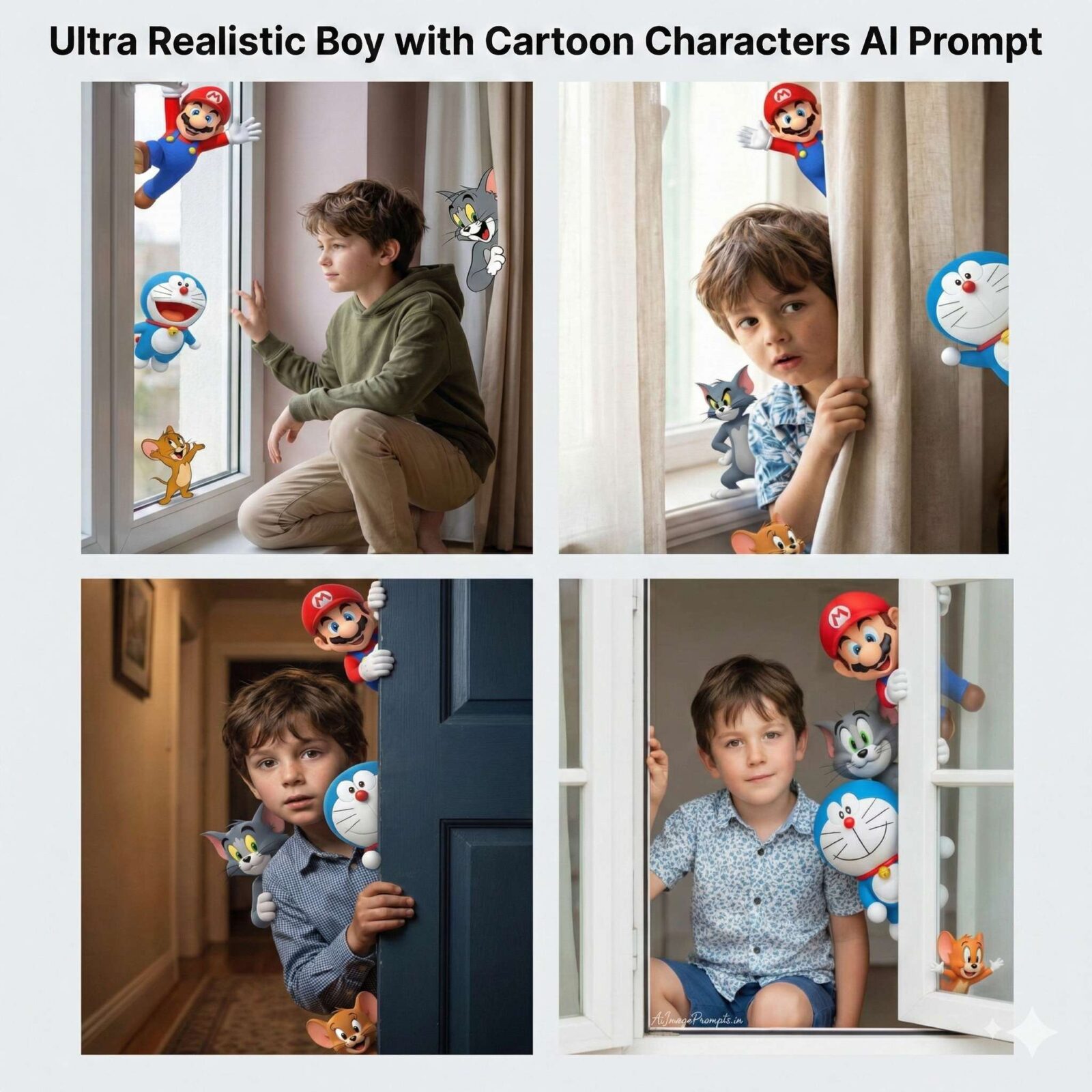 Ultra Realistic Boy with Cartoon Characters AI Prompt