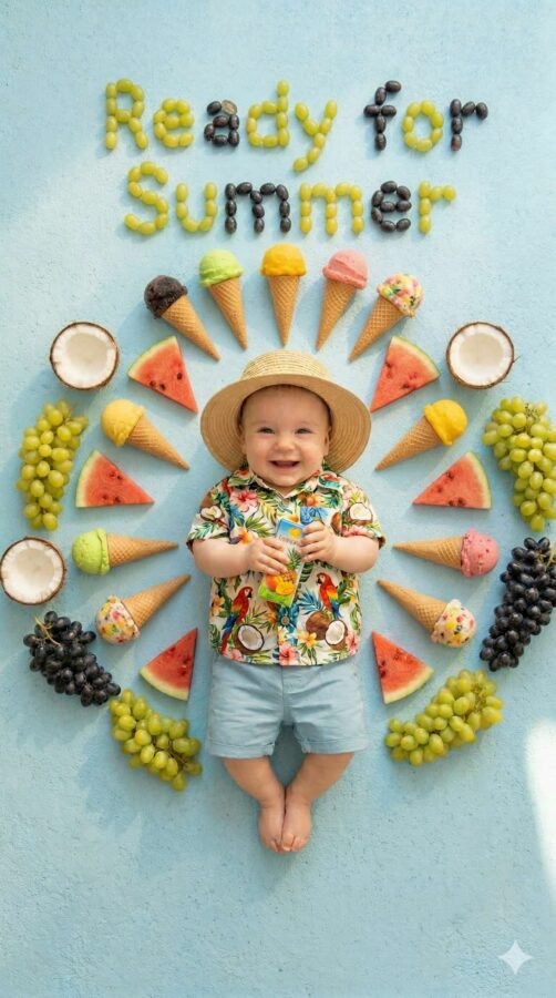 Ready for Summer Fruit & Ice Cream Baby Milestone